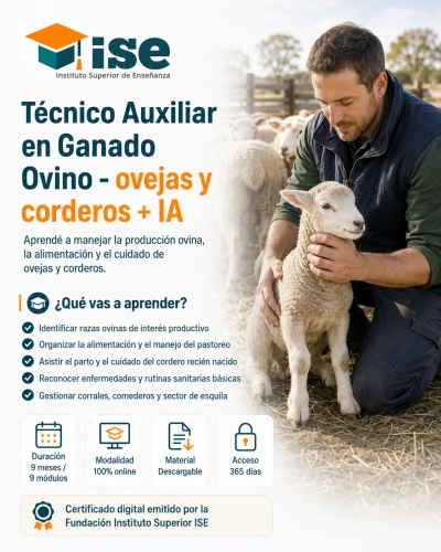 Técnico Auxiliar en Ganado Ovino - ovejas y corderos + IA